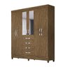 Guarda-roupa New Avai com Espelho e Cômoda Venus Castanho Wood Moval - 2