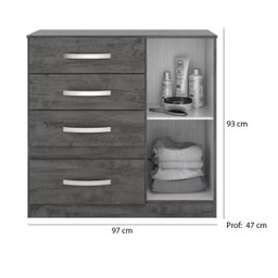 Guarda-roupa New Avai com Espelho e Cômoda Venus Castanho Wood Moval - 6