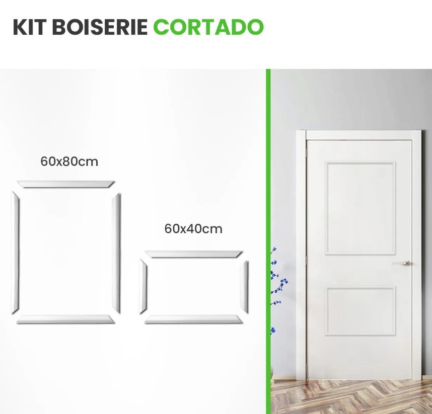 Boiserie Autocolante Roda Meio Porta Kit 60x80cm e 60x40cm - 4