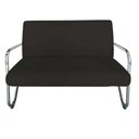 Ver imagem 2 de Kit Namoradeira + Poltrona Decorativa Bela Couro Preto Braço Cromado