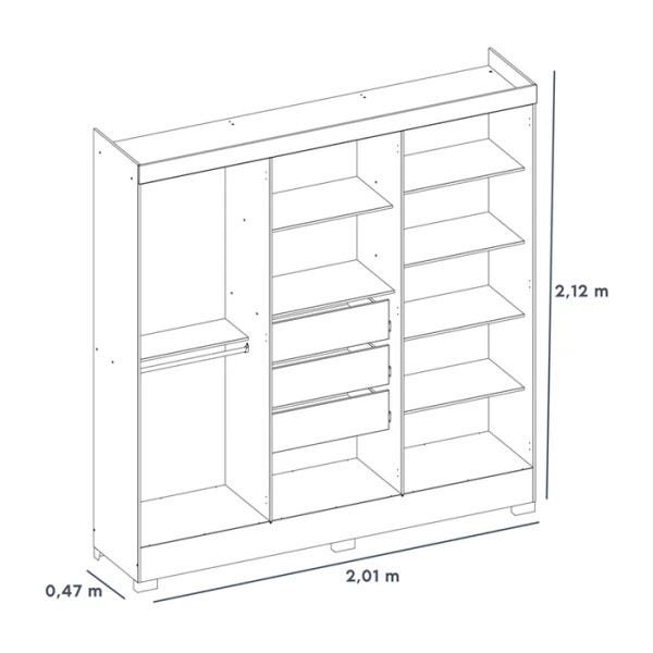 Guarda-roupa Casal 6 Portas Pratico Nogal Vanilla com Espelho Demobile - 3