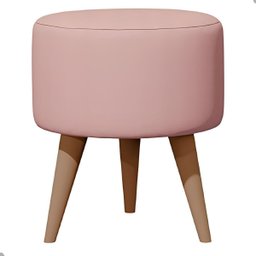 Puff Madri Banqueta Redonda em Linho Pés Eucalipto Pufe Sala:rosa - 6