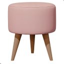 Ver imagem 1 de Puff Madri Banqueta Redonda em Linho Pés Eucalipto Pufe Sala:rosa