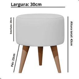 Puff Madri Banqueta Redonda em Linho Pés Eucalipto Pufe Sala:rosa - 4
