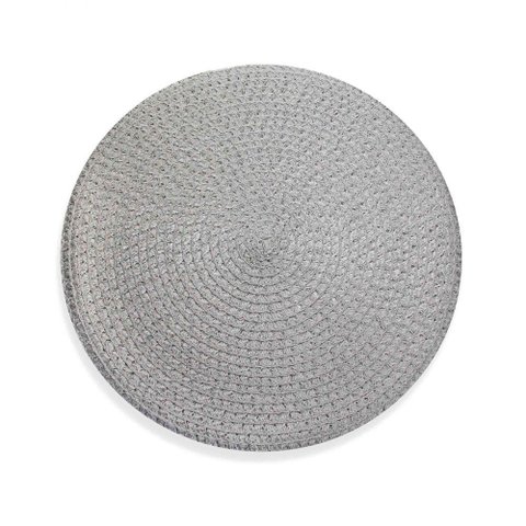 Jogo Americano Redondo de Plástico Cinza 38cm
