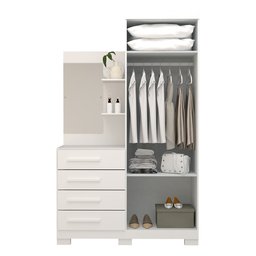 Guarda Roupa Solteiro 110cm 2 Portas e 4 Gavetas com Espelho Flex Color 100% Mdf Melissa  - 3