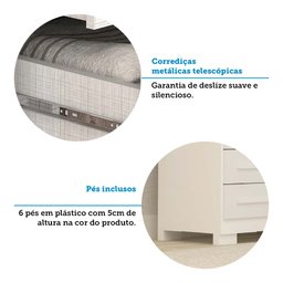 Guarda Roupa Solteiro 110cm 2 Portas e 4 Gavetas com Espelho Flex Color 100% Mdf Melissa  - 6