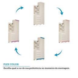 Guarda Roupa Solteiro 110cm 2 Portas e 4 Gavetas com Espelho Flex Color 100% Mdf Melissa  - 5