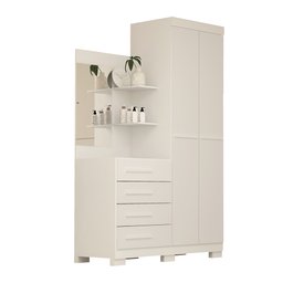 Guarda Roupa Solteiro 110cm 2 Portas e 4 Gavetas com Espelho Flex Color 100% Mdf Melissa  - 2