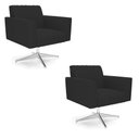 Ver imagem 1 de Kit 2 Poltronas Giratória Viena Gomada Veludo Preto Base Cromada - D’Rossi