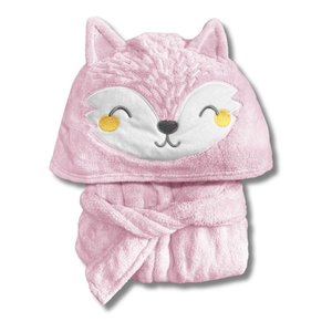 Roupão Infantil Raposa Rosa Bebê 3-4 Anos