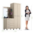 Ver imagem 4 de Guarda-Roupa Solteiro com Espelho 2 Portas 4 Gavetas Melissa Acp Móveis