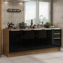Ver imagem 1 de Kit com 2 Balcões de Cozinha Madesa Lux 4 Portas 3 Gavetas (Sem Tampo e Pia) Rustic/Preto