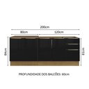 Ver imagem 4 de Kit com 2 Balcões de Cozinha Madesa Lux 4 Portas 3 Gavetas (Sem Tampo e Pia) Rustic/Preto