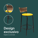 Ver imagem 4 de Kit 4 Bancos para Bancada Cozinha Gourmet Junco Cappuccino Balcão Ilha Banqueta 60cm Itagold