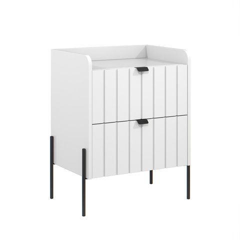 Mesa de Cabeceira Lateral Branca para Quarto Moriah 45cm Pés em Ferro Estilo Moderno