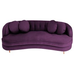 Sofá Curvo 3 Lugares Orgânico Sala Recepção Escritório Decorativo Luxo Panamá 185cm Suede - 1