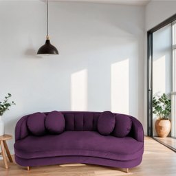 Sofá Curvo 3 Lugares Orgânico Sala Recepção Escritório Decorativo Luxo Panamá 185cm Suede - 2
