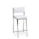 Ver imagem 2 de Kit 2 Banquetas Empilhável Cromada Alta Assento E Encosto Estofado Cor Branco