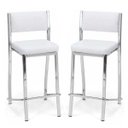 Ver imagem 1 de Kit 2 Banquetas Empilhável Cromada Alta Assento E Encosto Estofado Cor Branco