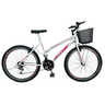 BICICLETA ARO 26 BNT CADENCE 21V MTB FREIO V-BRAKE FEMININA:Branco com Pink - 1