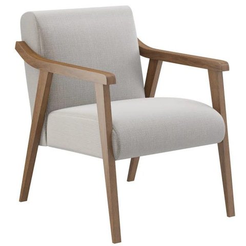 Poltrona Decorativa Flavia tecido linho cru madeira maciça - Poltronas do Sul