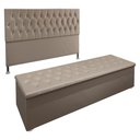 Ver imagem 1 de Kit Cabeceira e Calçadeira Baú Queen 1,60m Suede Bege