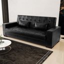 Ver imagem 2 de Sofá Cama Decorativo 210cm Beesley Pu Preto Brilho - Gran Belo