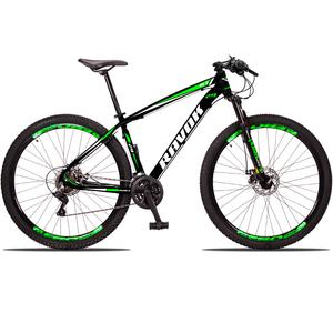 Bicicleta Aro 29 Mountain Bike Urbana 21 Marchas Velocidades Alavanca Alumínio:verde/19"