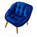 Ver imagem 3 de Kit 02 Poltrona Decorativa California Suede Azul Marinho Pés Palito - Fina Mobília