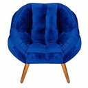 Ver imagem 2 de Kit 02 Poltrona Decorativa California Suede Azul Marinho Pés Palito - Fina Mobília
