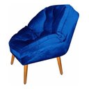 Ver imagem 4 de Kit 02 Poltrona Decorativa California Suede Azul Marinho Pés Palito - Fina Mobília