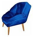 Ver imagem 4 de Kit 02 Poltrona Decorativa California Suede Azul Marinho Pés Palito - Fina Mobília