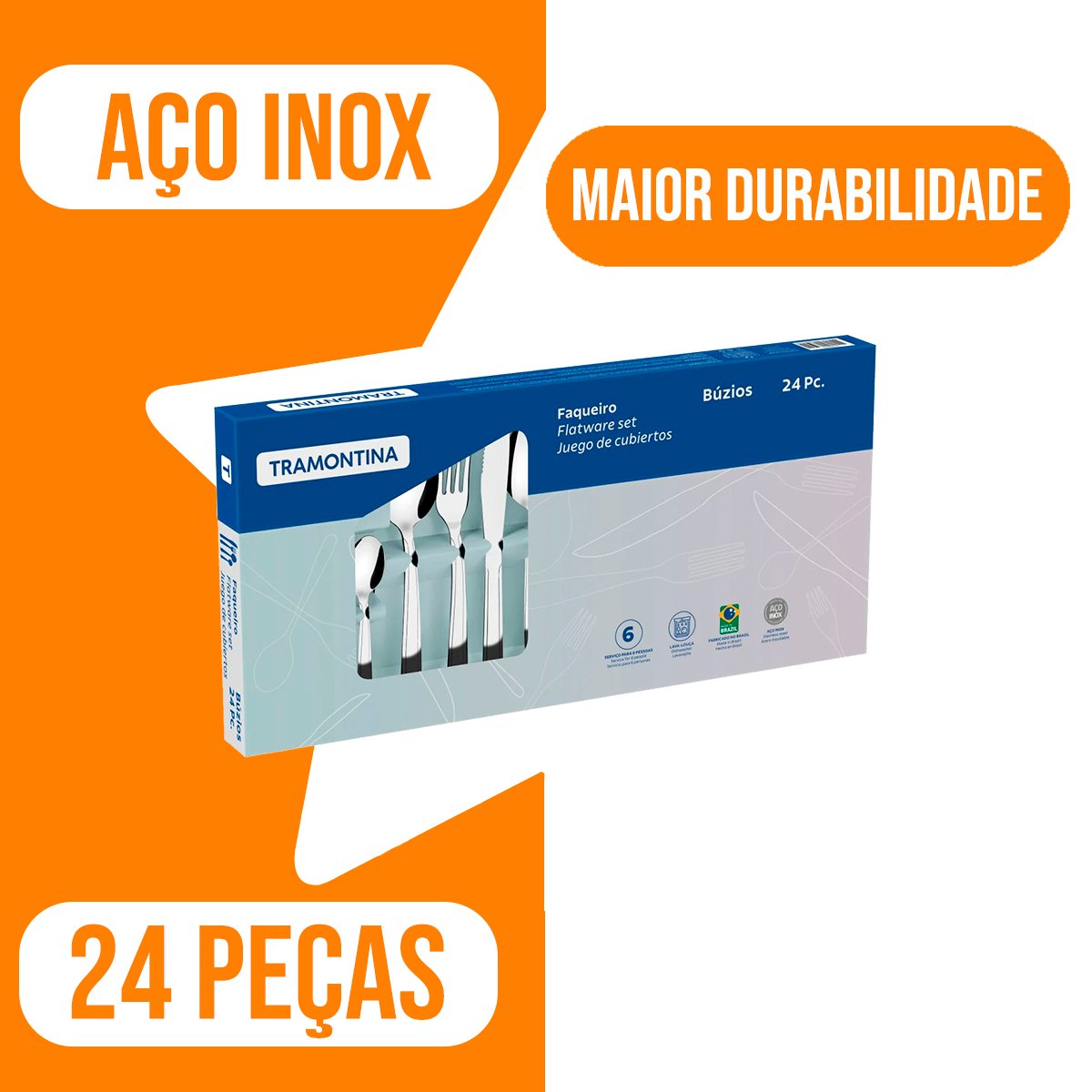 Faqueiro em Aco Inox 24 Peças Buzios Tramontina 23799071 - 4