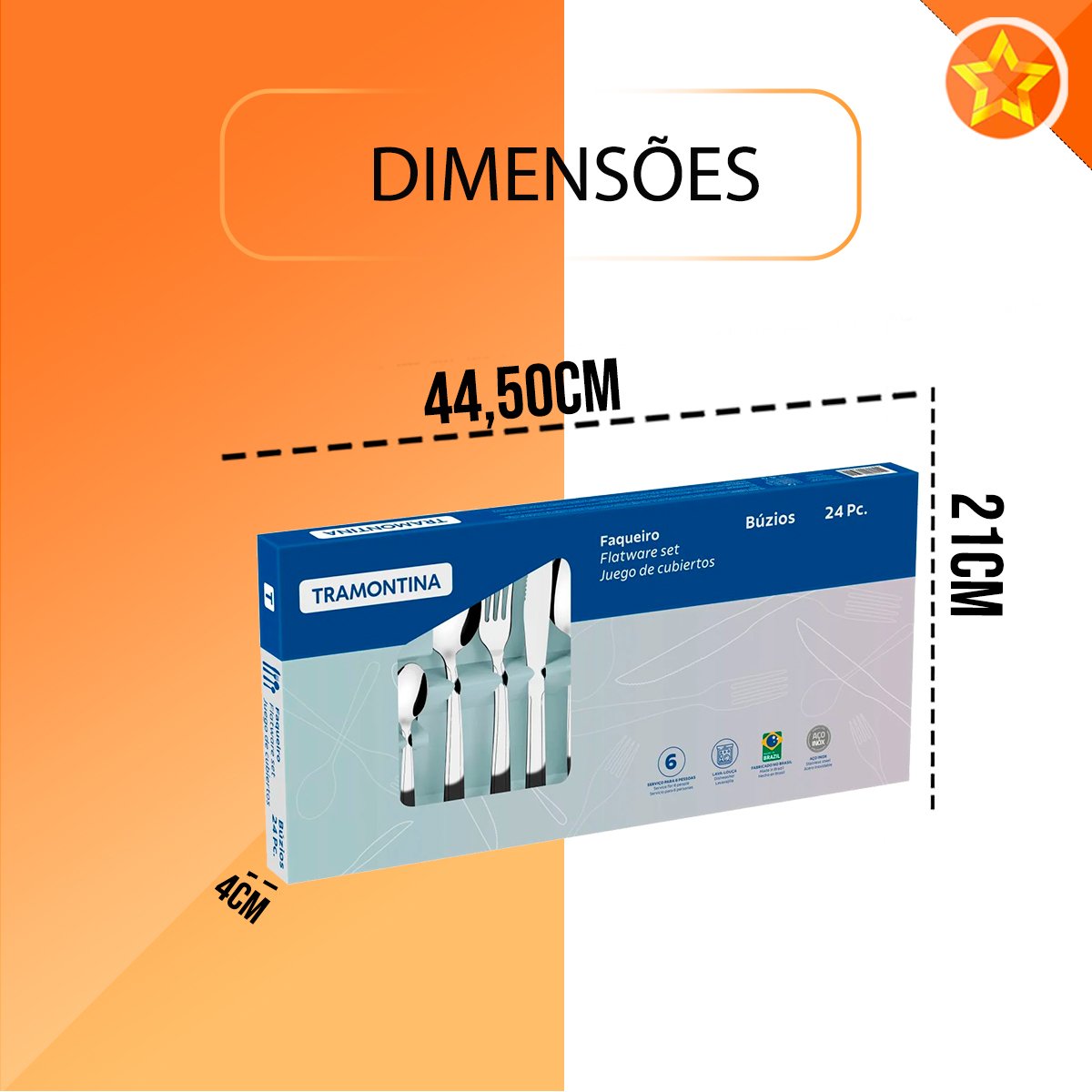 Faqueiro em Aco Inox 24 Peças Buzios Tramontina 23799071 - 5