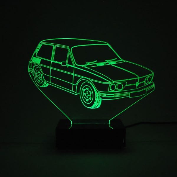 Abajur e Luminária de Acrílico Carro Brasilia LED Verde - 1