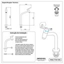 Ver imagem 4 de Torneira Para Lavatório Lavabo Bica Media Grafite 1/4 Volta