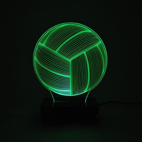 Abajur e Luminária Bola de Vôlei de Acrílico com LED Verde - 2