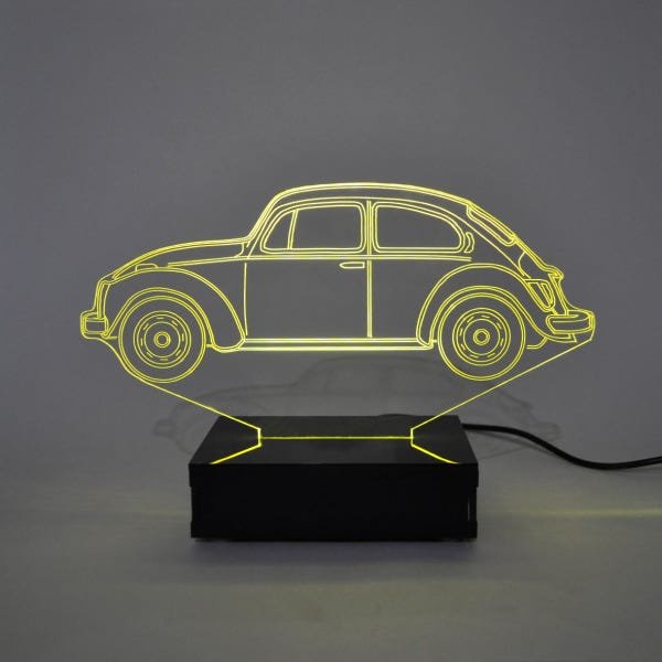 Abajur e Luminária de Acrílico Fusca com LED Amarelo - 1