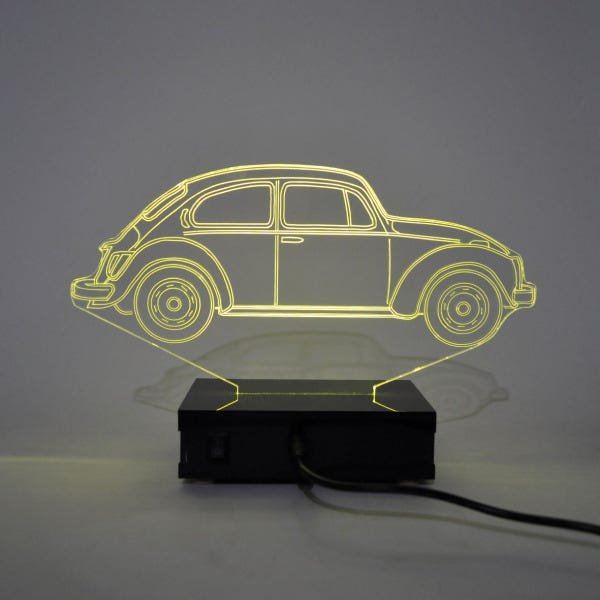 Abajur e Luminária de Acrílico Fusca com LED Amarelo - 3