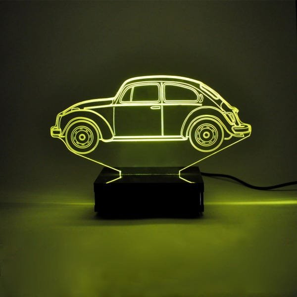 Abajur e Luminária de Acrílico Fusca com LED Amarelo - 2