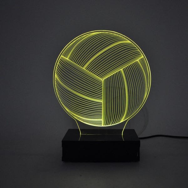 Abajur e Luminária Bola de Vôlei de Acrílico com Led Amarelo - 2