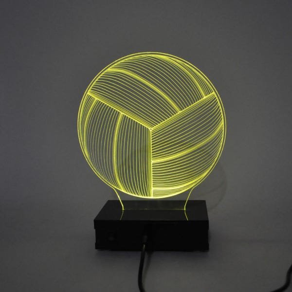 Abajur e Luminária Bola de Vôlei de Acrílico com Led Amarelo - 3