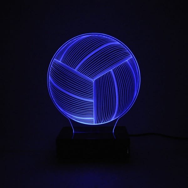 Abajur e Luminária Bola de Vôlei de Acrílico com Led Azul - 2