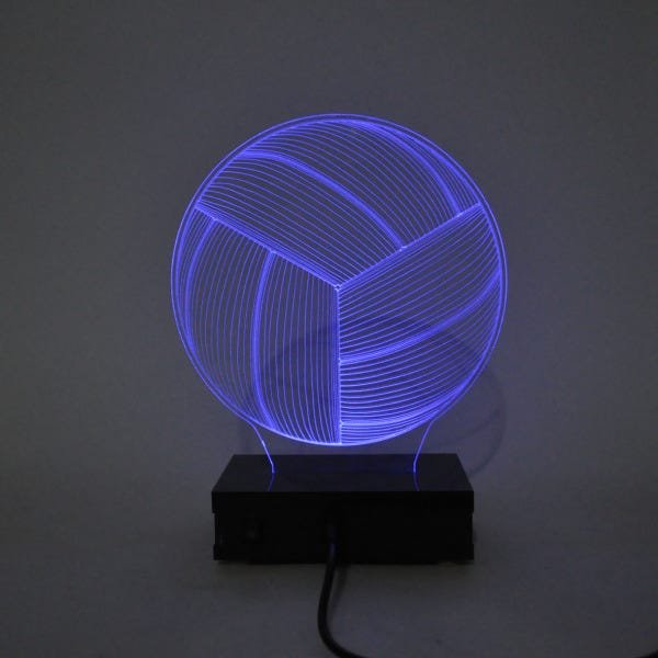 Abajur e Luminária Bola de Vôlei de Acrílico com Led Azul - 3