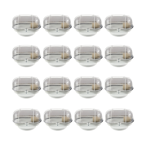 Kit 16 Arandela Luminária Tartaruga Vidro C/ Proteção Branca