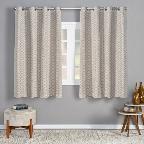 Cortina Albany 2,80m X 1,60m Jacquard Corta Luz Sala Quarto Apartamento Moderna Alto Relevo Rosê