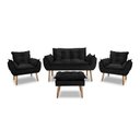 Ver imagem 2 de Kit Namoradeira Sofá Opala + 2 Poltronas Cadeira Opala + 1 puff:preto