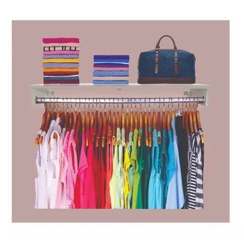 Kit 2 Cabideiros Mdf de Parede 1 Metro Arara Quarto Closets