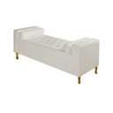 Ver imagem 2 de Recamier Divã Felix Baú 195cm Estofado Luiz Xv Sofá 2 Lugares Suede Bege para Sala de Estar Consult